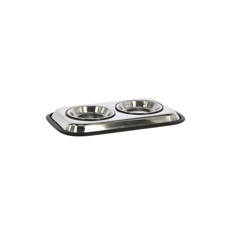 MENJADOR DOBLE DE ACERO INOX