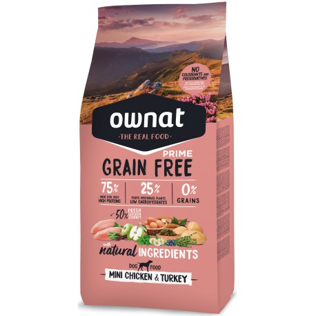 OWNAT DOG GRAIN FREE PRIME MINI POLLASTRE PAVO