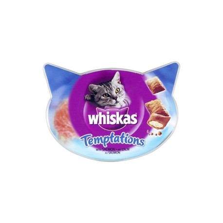 SNACK WHISKAS TEMPTATIONS SALMÓN 60gr