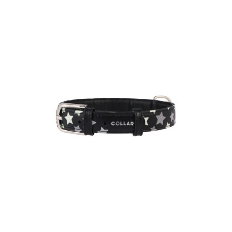 COLLAR PERRO CUERO ESTRELLA AJUSTABLE COLOR NEGRO