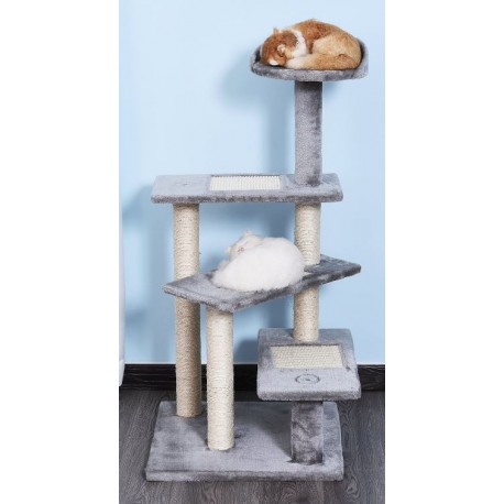 RASCADOR PARA GATOS COLOR GRIS CLARO CON 4 PISOS
