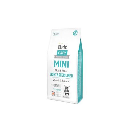 BRIT CARE DOG ADULT GRAIN FREE MINI LIGHT ESTERILITZAT AMB SALMÓ I CONILL