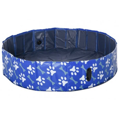 PISCINA 140CM PARA PERROS PLEGABLE PISADAS AZUL