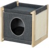 CUBO RASCADOR MADERA GRIS CON CASETA