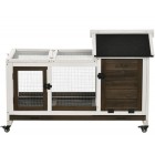 CONEJERA DE MADERA COLOR MARRÓN OSCURO CON RUEDAS